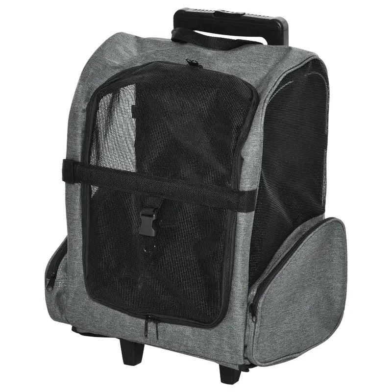 Trasportino Zaino 2 in 1 per Cani e Gatti con Ruote