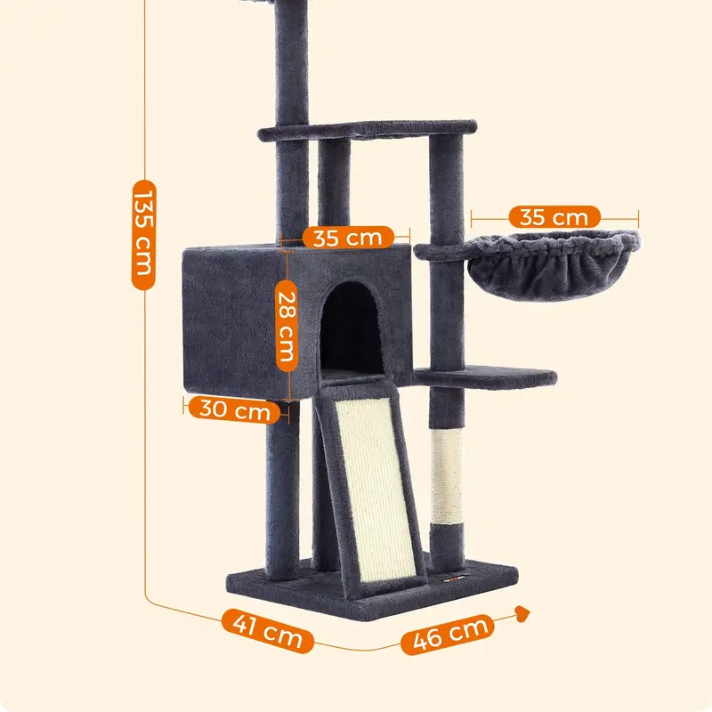 Tiragraffi a 4 piani  per Gatti da 135 cm