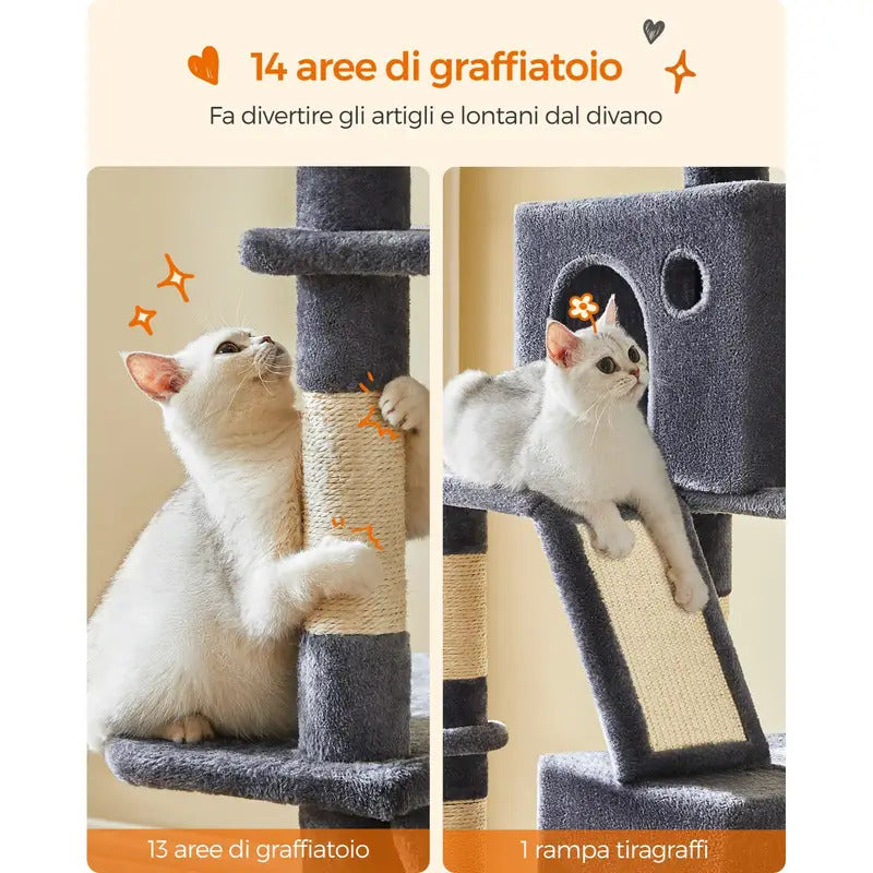 Tiragraffi per Gatti Adulti con 13 Graffiati 2 metri di altezza