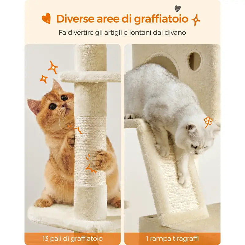 Tiragraffi per Gatti Adulti con 13 Graffiati 2 metri di altezza