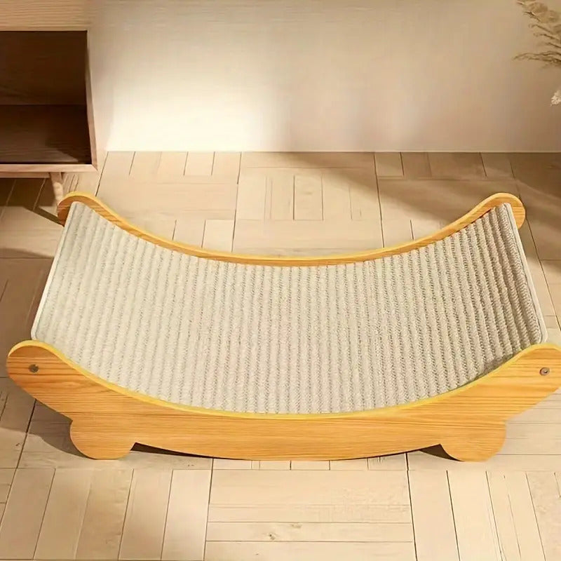 Tiragraffi per Gatti Design Curvo con Telaio in Legno