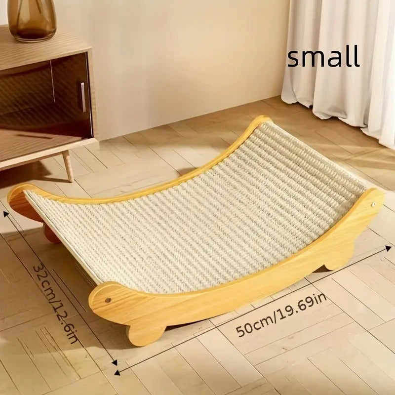 Tiragraffi per Gatti Design Curvo con Telaio in Legno