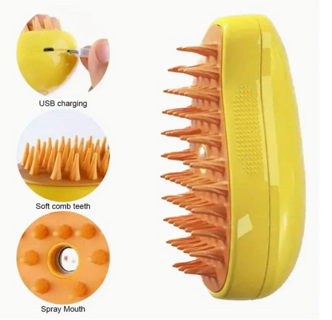 Spazzola automassaggiante 3 in 1 per cani e gatti ricaricabile USB